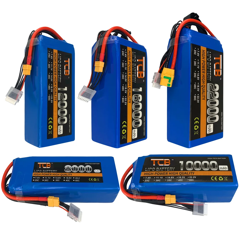 TCB Battery Lipo 2S 3S 4S 5S 6S 12S 8000mah 10000mah 12000mah 16000mah 22000mah 7.4V 11.1V 14.8V 18.5V 22.2V 44.4V 5000mah