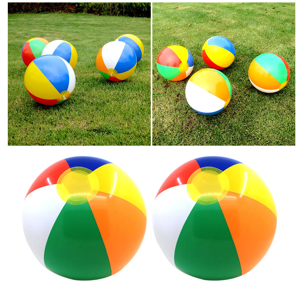 2PC Summer Inflatable Ball Children Playing Beach Funny Outdoor Toy for Kid Child Baby (Colorful)