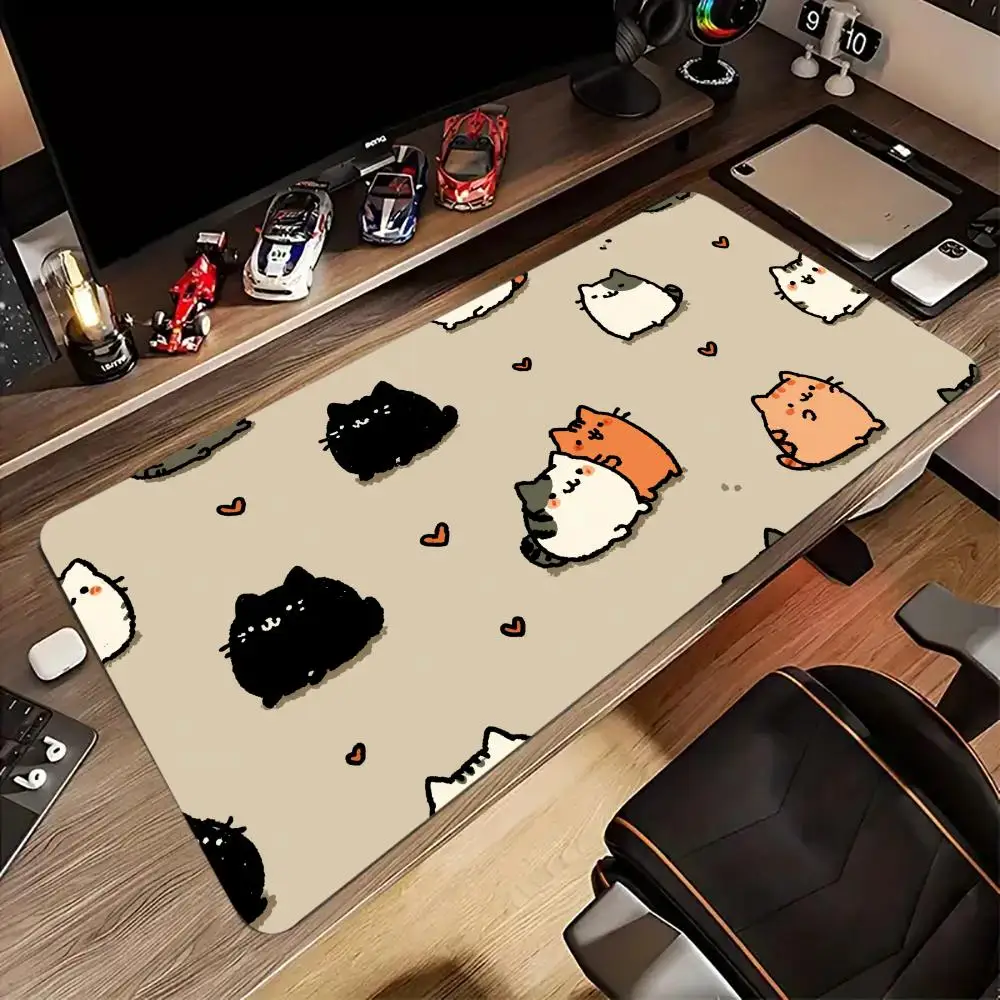 Alas Mouse Kucing Sederhana XXL Aksesori Komputer Alas Meja Permainan Kantor Alas Meja Keyboard Gaming Anti Selip Karet Alas Meja XL