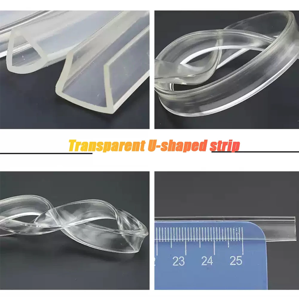 

1/5M Resin Transparent U-Shaped Sealing Strip Soft Window Door Shower Frameless Glass Edge Sealing Strip Protection