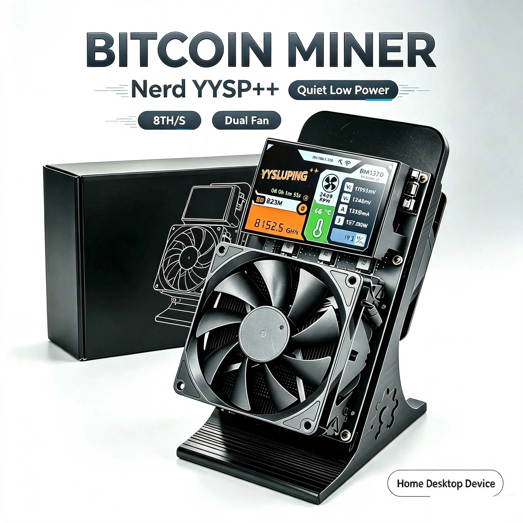 NerdYYSP++ 8TH/s ASIC Bitcoin Miner BM1370 Open Source SHA256 Solo Mining Machine Low Power Home Crypto Mining Equipment