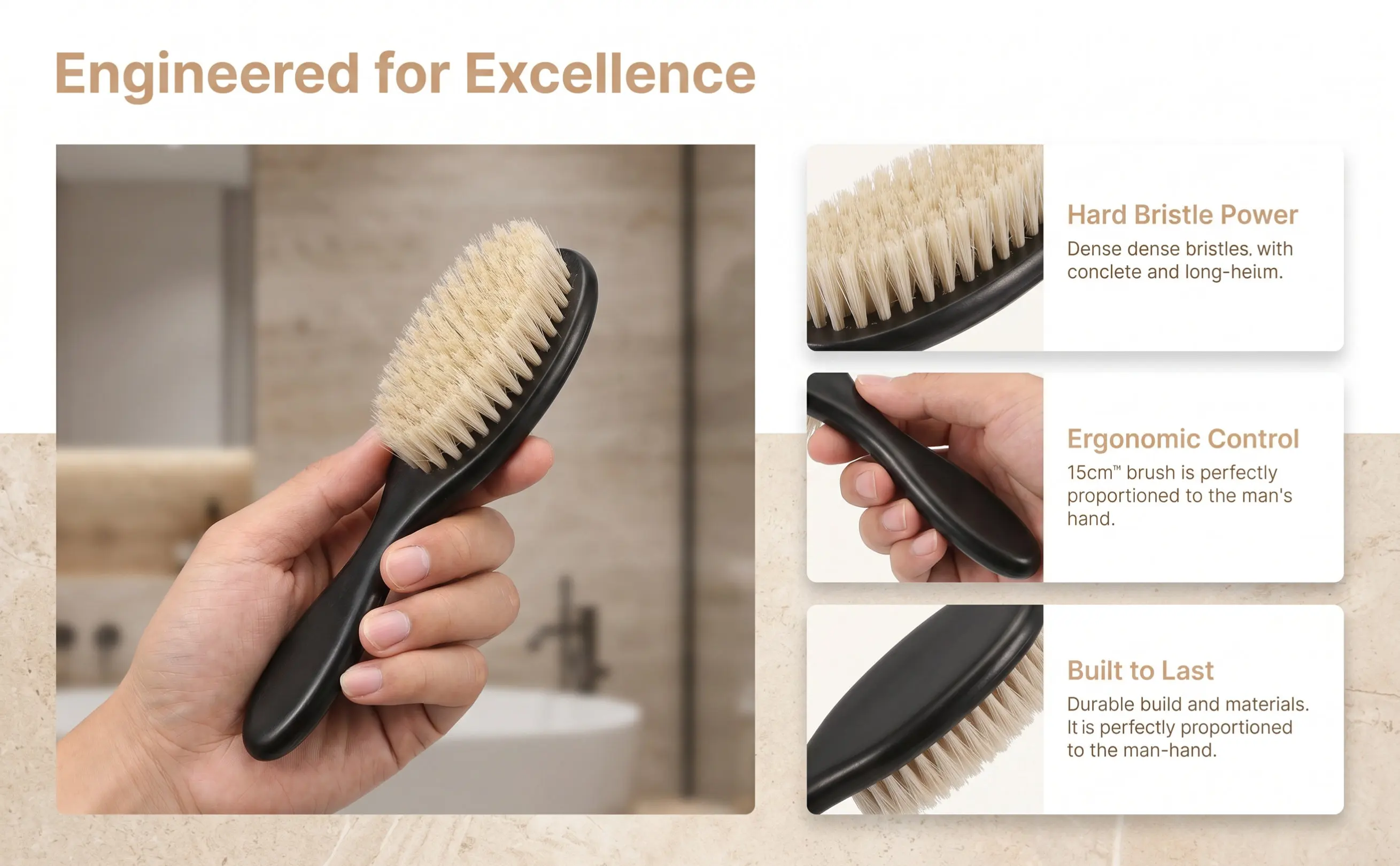 Men Beard Brush Premium Bristle and ABS Material Lightweight Portable Beard Grooming Brush for Travel Barber Shop Face Hair Care