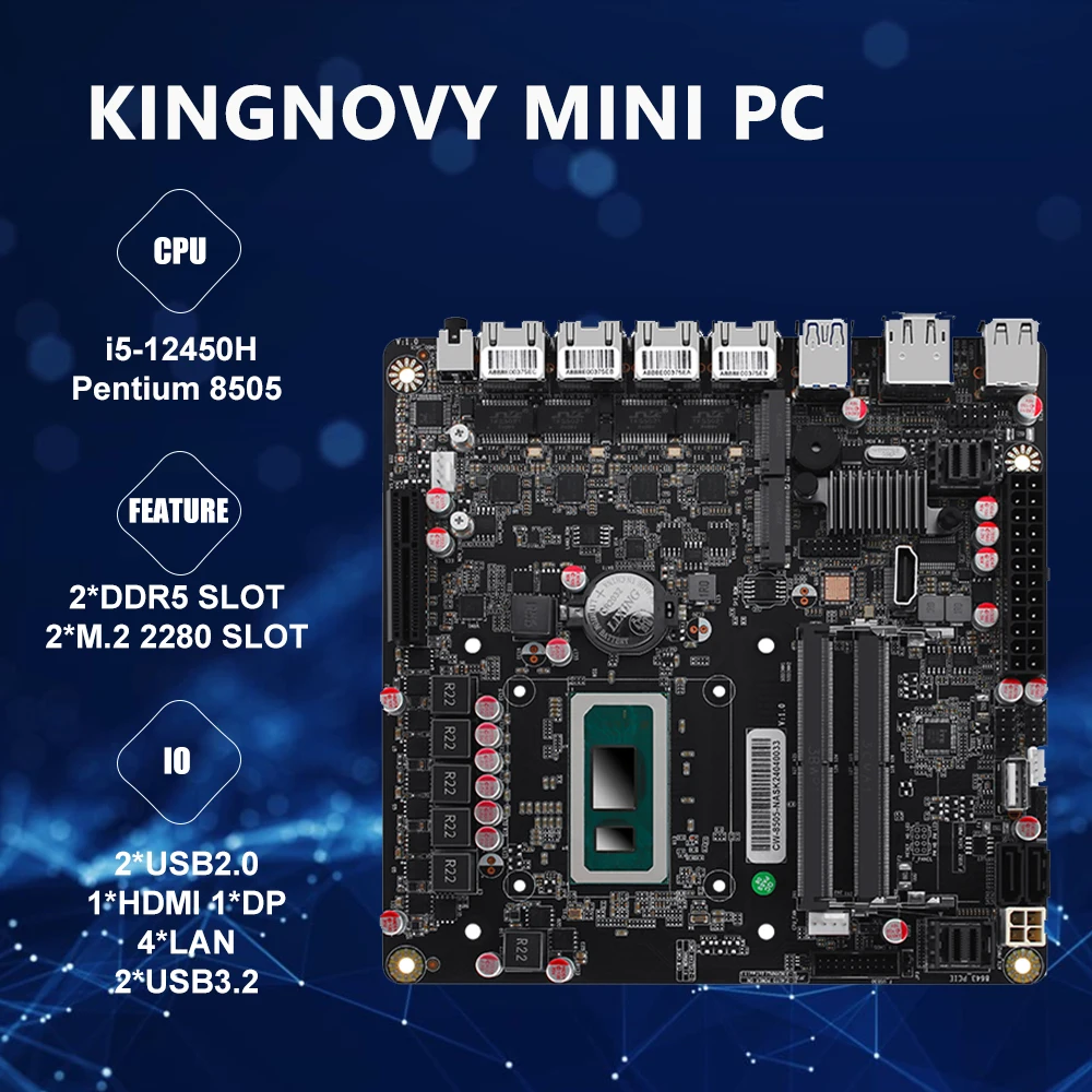 Super Deal-placa Monster NAS de seis bahías, Intel Core i5-12450H Pentium 8505/4 red 2,5G/6 SATA3.0/2 M.2 NVMe/radiador, placa ITX