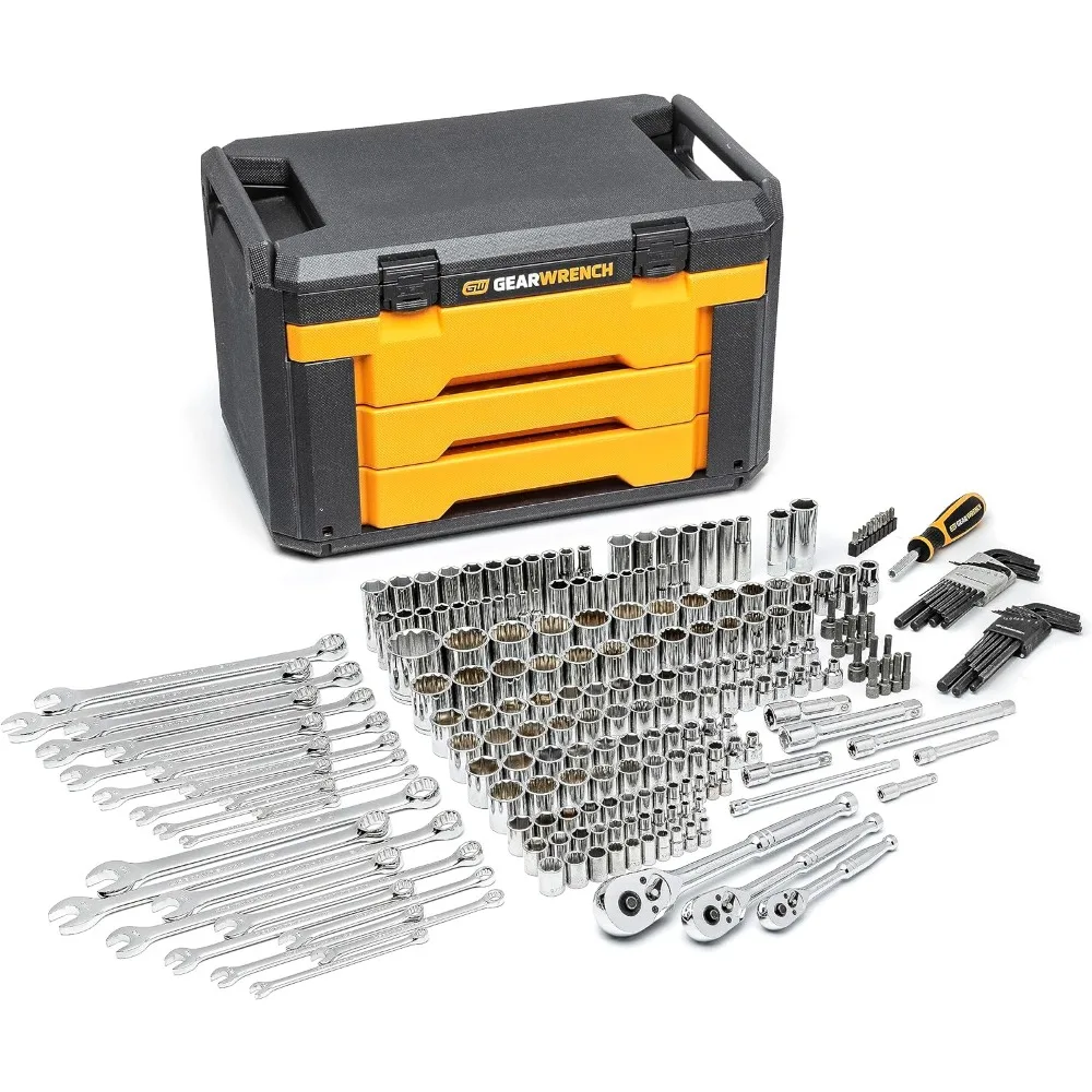 80966 243 Pc. 6 Pt. Mechanics Tool Set In 3 Drawer Storage Box