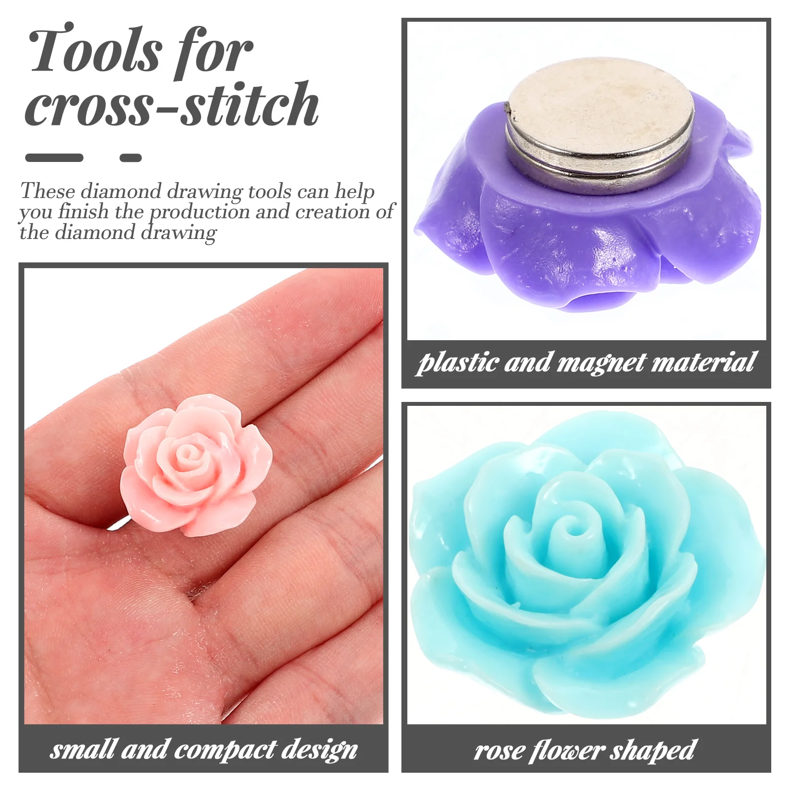 Holder Tools for Cross-stitch Craft DIY Crafts Magnets Rose Locators Magnetic Cover Holders Drawing