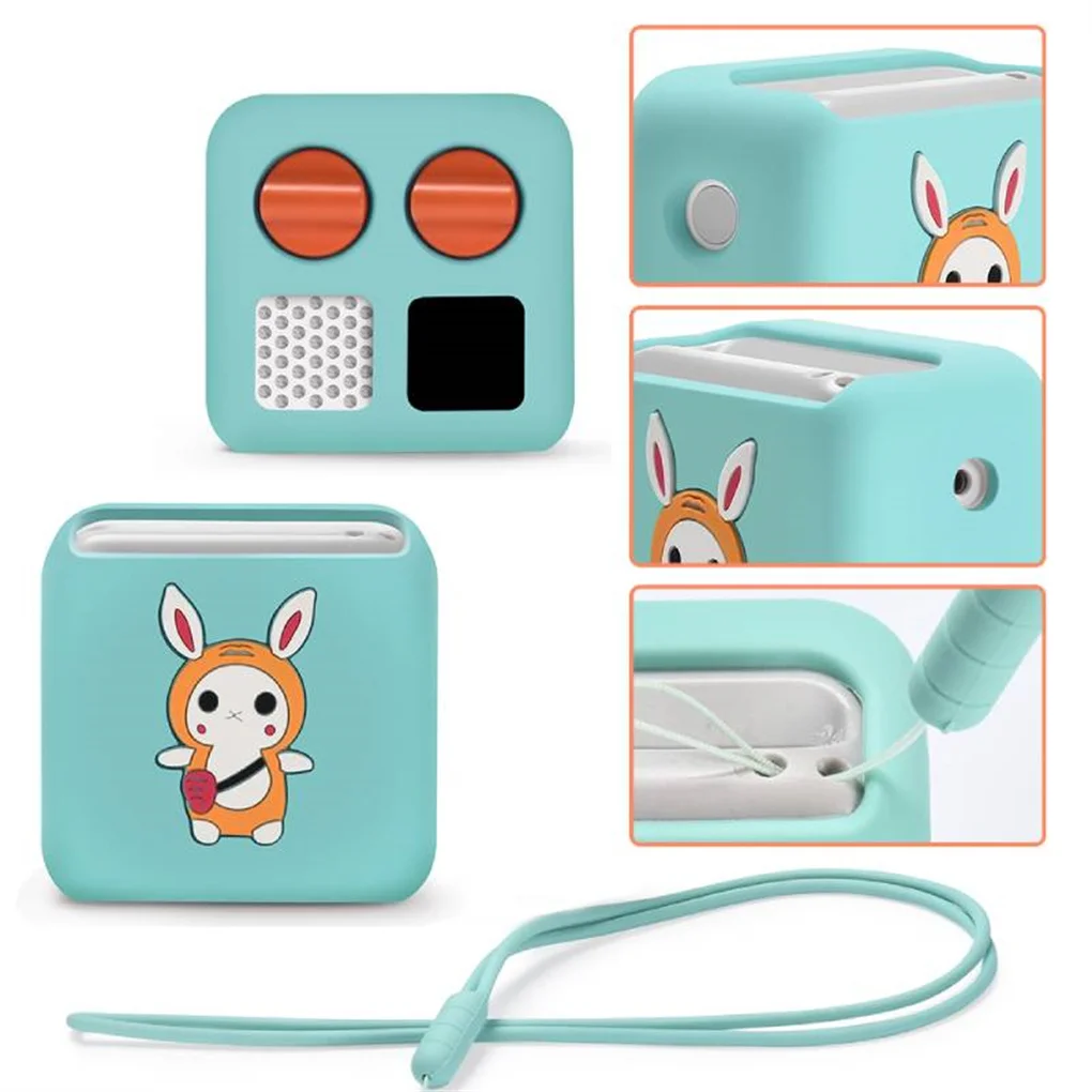 For Yoto Mini Kids Audio Music Player Silicone Dustproof Case with Anti-lost Lanyard Washable Cartoon Shockproof Protect Covers