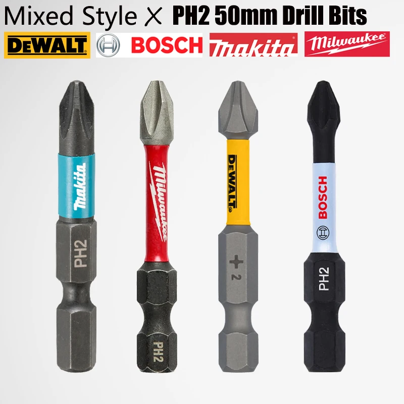 Drill Bits PH2 50MM DEWALT BOSCH Makita Milwaukee Mixed Type HSS Industrial Grade Super Hard Screwdriver Head Combination