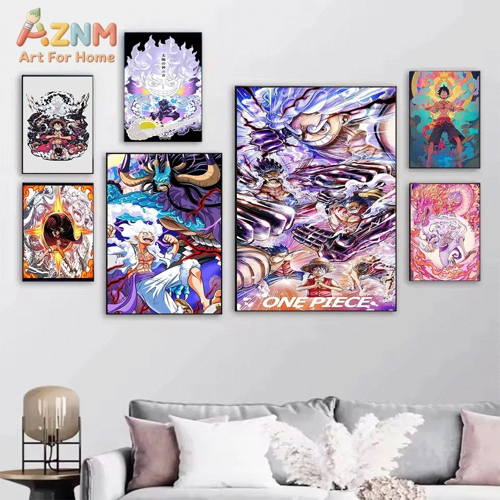 One Piece Anime Canvas Wall Art No Frame Luffy Eustass Kid Trafalgar Law Manga Print Painting Bedroom Living Room Home Wall De