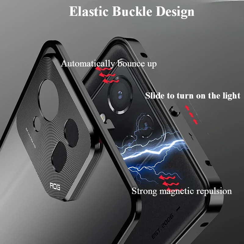 Asus ROG Phone9 8 Pro용 마그네틱 강화 유리 케이스, 합금 금속 프레임 커버, ROG Phone 8 9 9Pro 매트 쉘 Funda