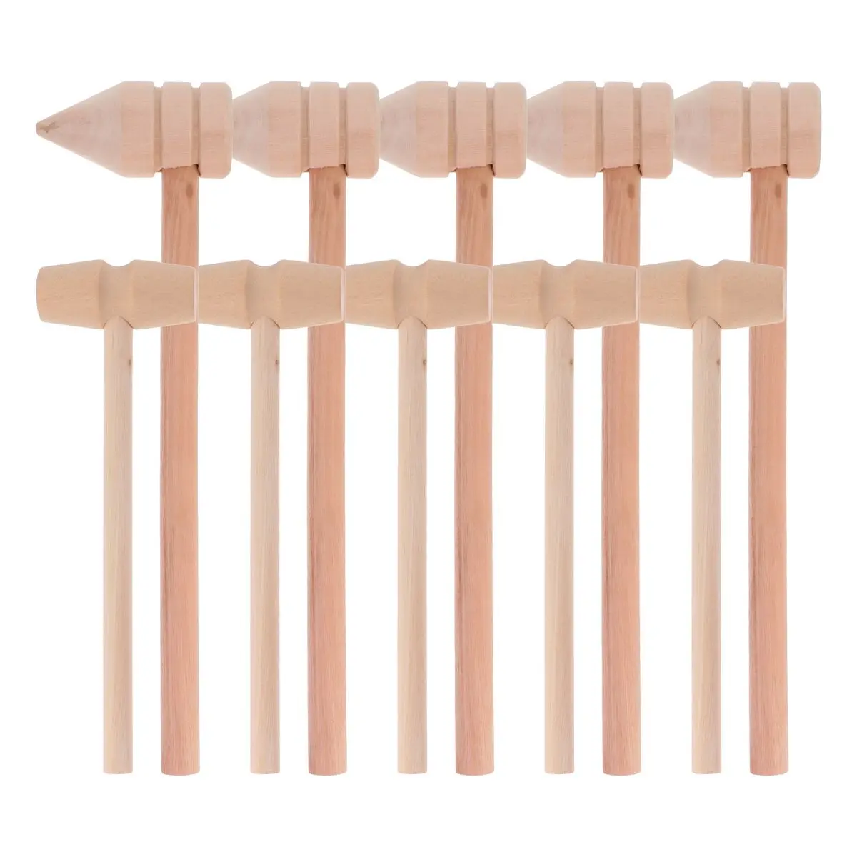 

10pcs Wooden Hammer For Kids Small Hammers Mini Mallets Hammers Hand Eye Coordination Development Safe Polished Wood Hammer