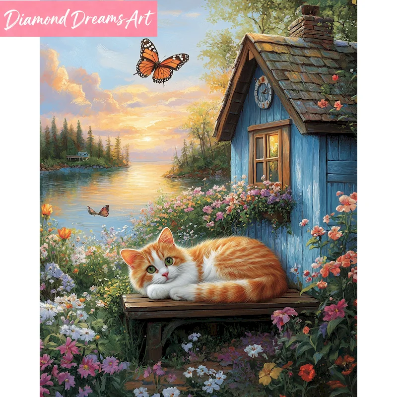 Rahmenlose, 5D DIY Diamant-Malerei-Sets Tier-Diamant-Mosaik Verkauf Katzenbilder aus Strasssteinen Winter-Deko für Zuhause