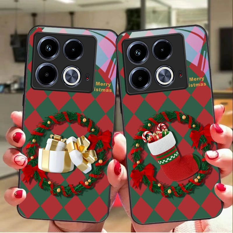 

Diamond Grid Red Hat For Infinix Note 40 4G 30i 12 96 Smart 8 Hot 9 Play 10 11S 12 20i 50 Pro Plus 5G Tempered Glass Phone Case