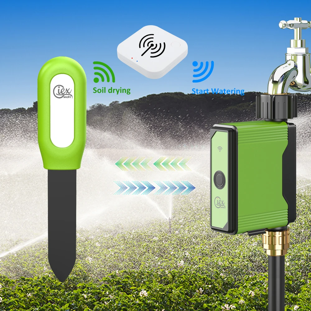 WiFi & Zigbee Capacitive Soil Sensor, Temperature & Moisture Tester for Garden Automation, Compatible with TUYA