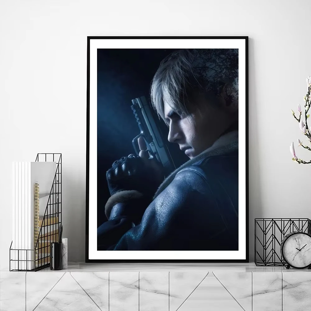 R-Resident Leon Evil Game Poster Gallery Prints Self Adhesive Home Decor Decoration Wall Decals Living Room Sticker