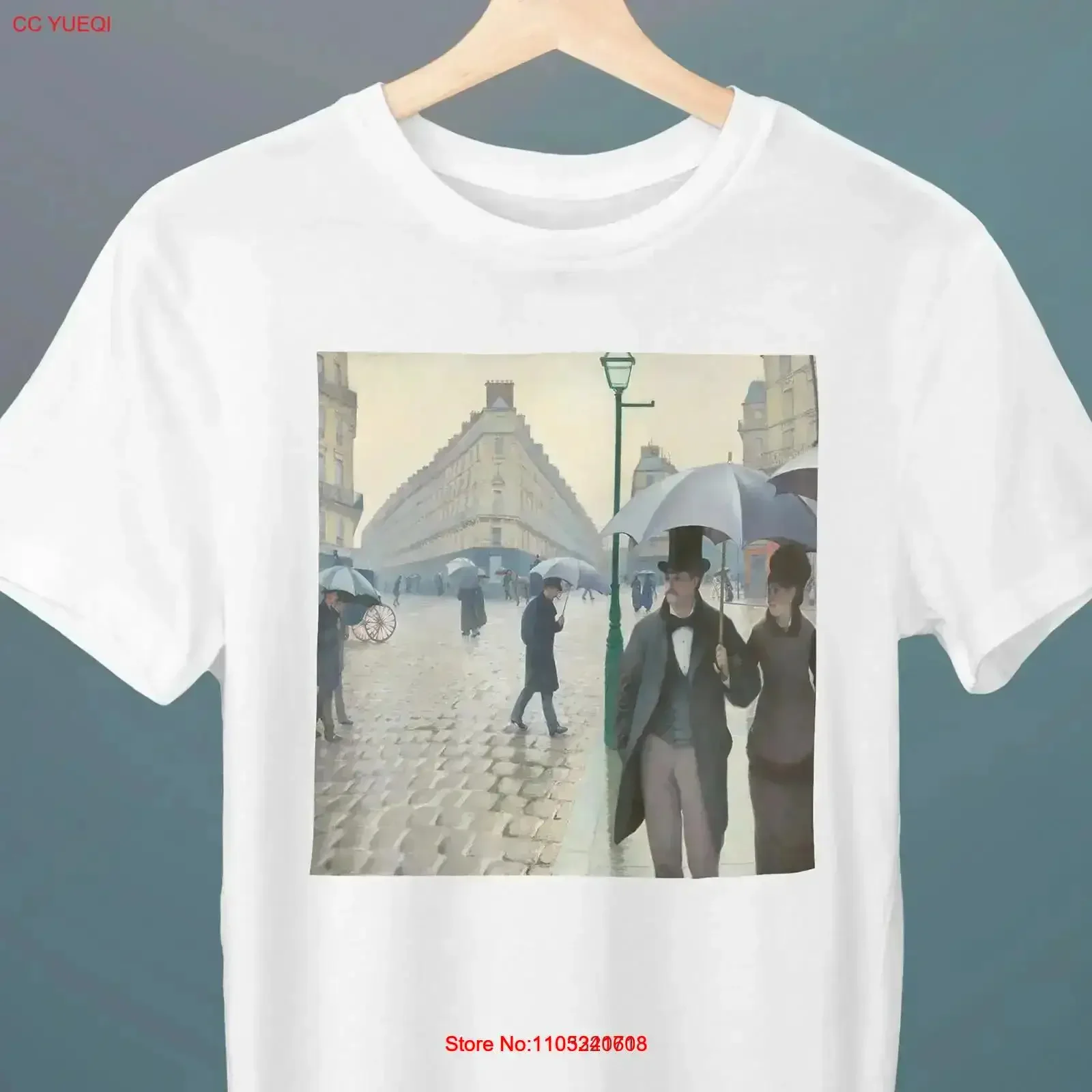 Paris Street Rainy Day Rue de Gustave Caillebotte Painting T Shirt Art for Her Him Lover vintage Washed homme Stylish Versatile