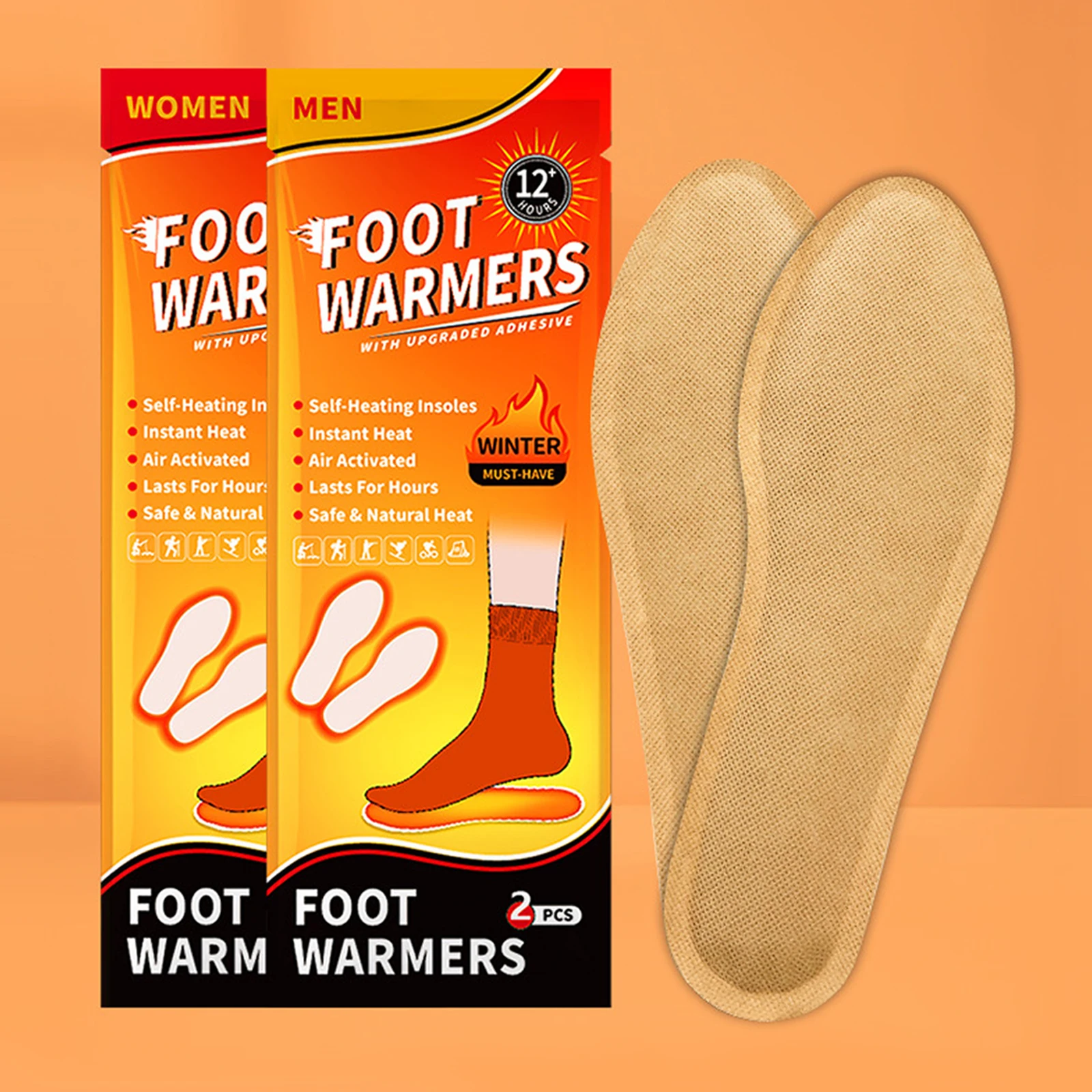 

10 Pairs Heated Insoles Warmers Continuous Heat Air Activated Warmers Odorless Feet Warmers for Hunting and Outdoor Sports