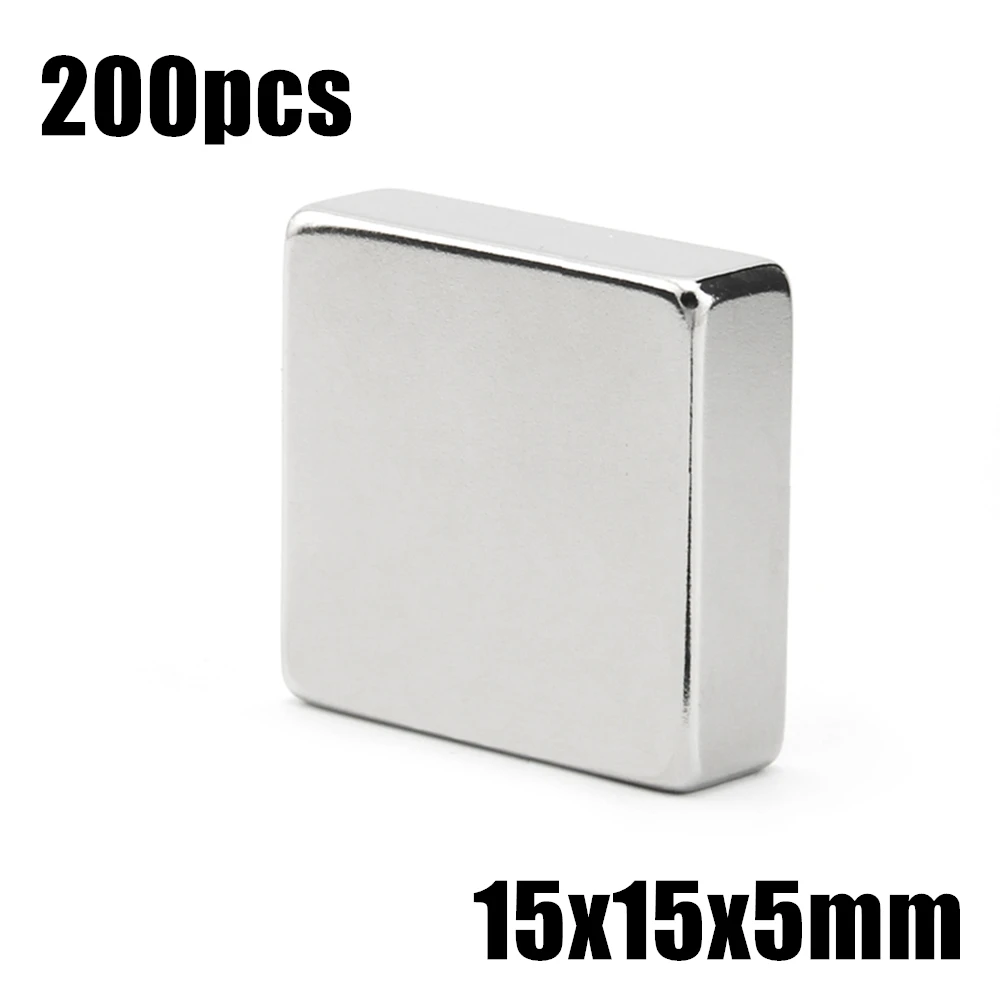 200pcs 15x15x5mm Super Powerful Strong Rare Earth Block NdFeB Magnet Neodymium N35 Magnets 15*15*5mm