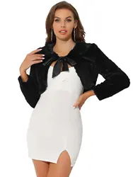 Abrigo corto de piel sintética para mujer, chaqueta con solapa y lazo de piel de conejo, ropa de calle cómoda a la moda, prendas de vestir