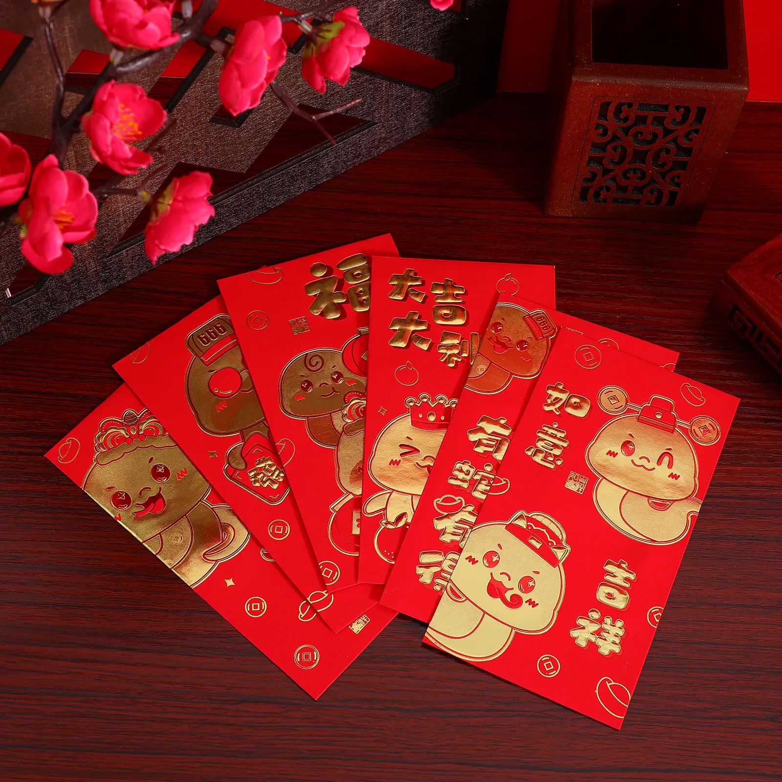 

36Pcs Cute Snake Red Packets Chinese New Year Envelopes Unique Cartoon Design Year of The Snake 2025 Lucky Money Hongbao