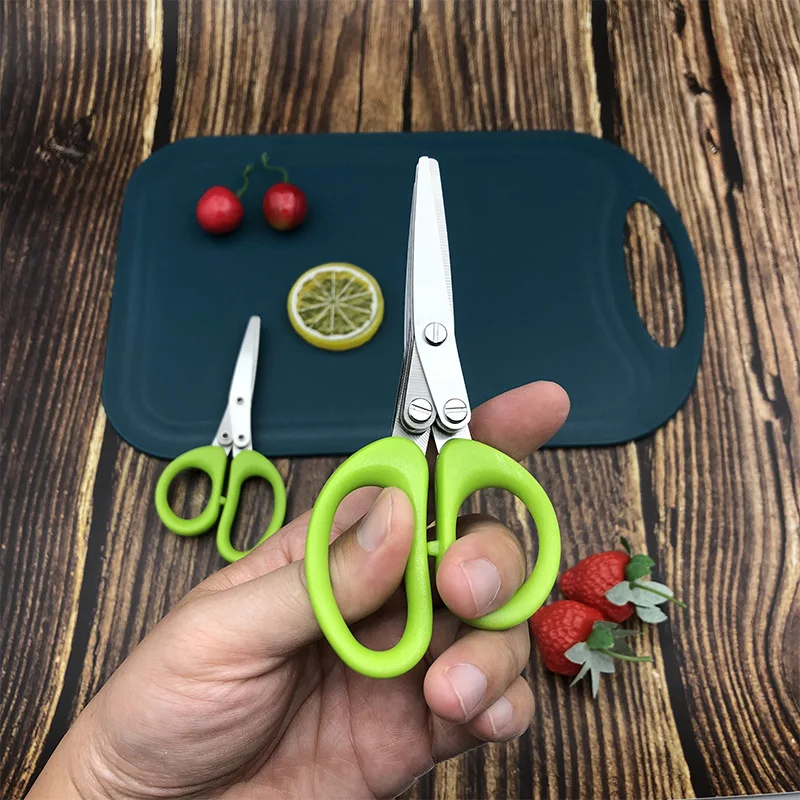 

Multi-functional 5 Layers Kitchen Scissors Stainless Steel Pepper Shredded Chopped Scallion Noodles and vegetables Cutting Tools