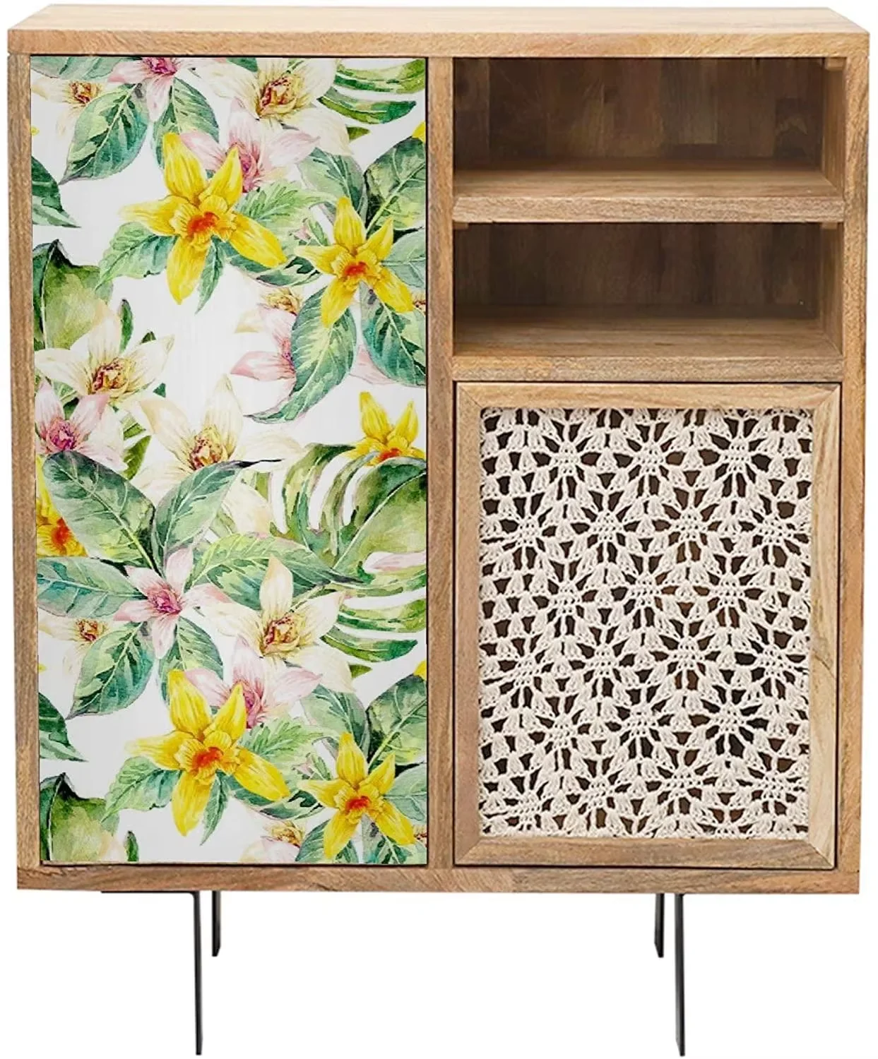 Yellow Floral Peel and Stick Wallpaper Green Leaf Self Adhesive Wallpaper Tropical Palm Removable Contact Paper for Wall Decor