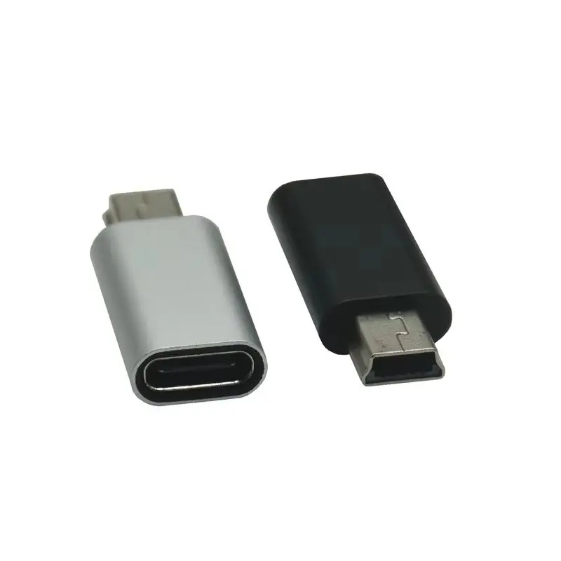 Type C USB 3.1 Female To Mini USB Male Adapter 5Pin T Port Charging Charger Convertor Data Cable Cord Black/Gery Adapter