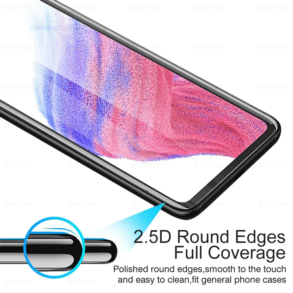 2PCS Full Cover Tempered Glass For Samsung Galaxy A53 5G 6.5" Screen Protector For Samsung A53 Samsun A53 Protective Film Cover