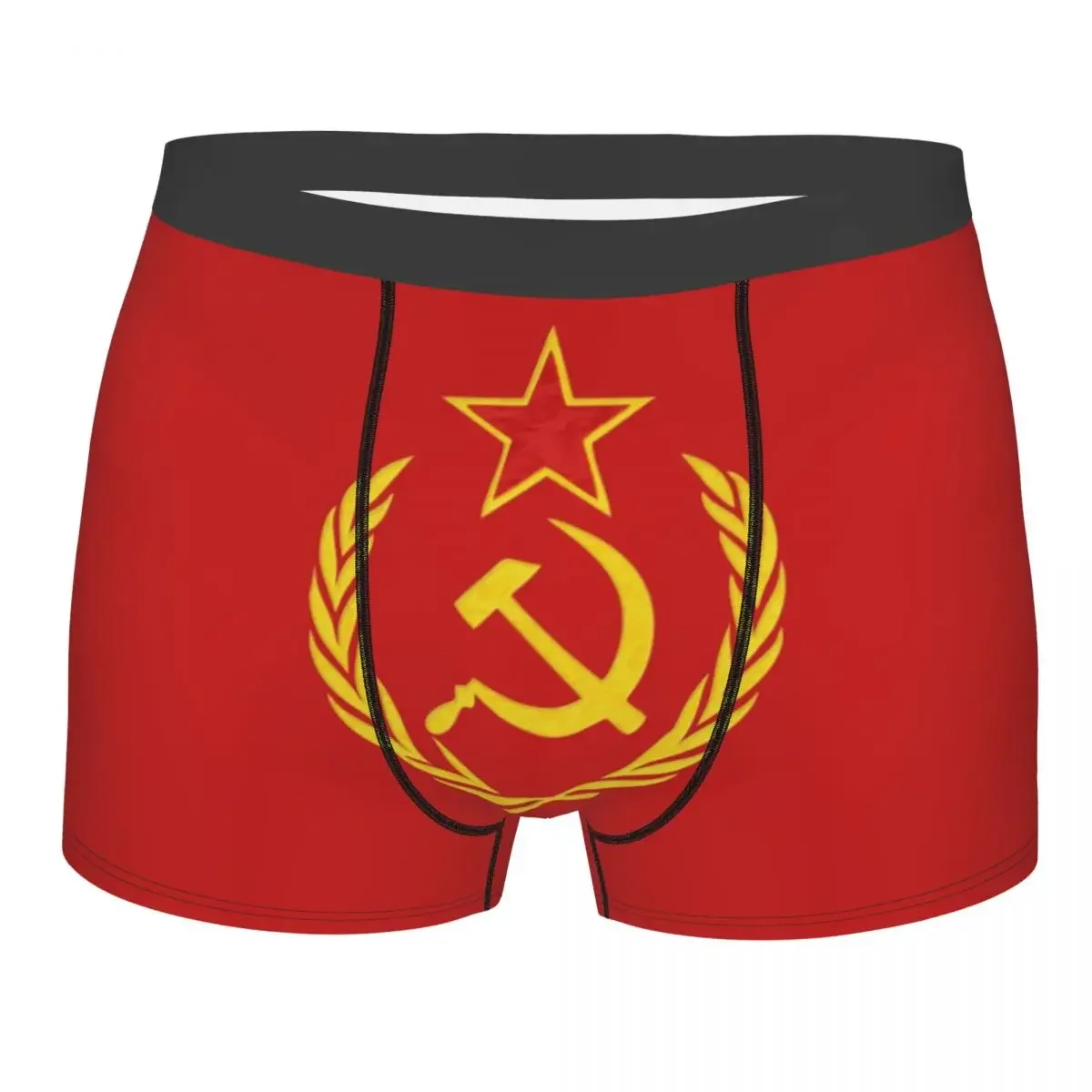 USSR Hammer And Sickle CCCP Russian Soviet Flag Underwear Men Sexy Print Custom Boxer Shorts Panties Briefs Soft Underpants