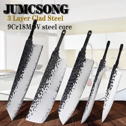 Jumpsong 1-6 pezzi lama in acciaio composito coltello da cucina fai da te fatto a mano coltello da cuoco in acciaio inossidabile ad alto tenore di carbonio coltello Santoku