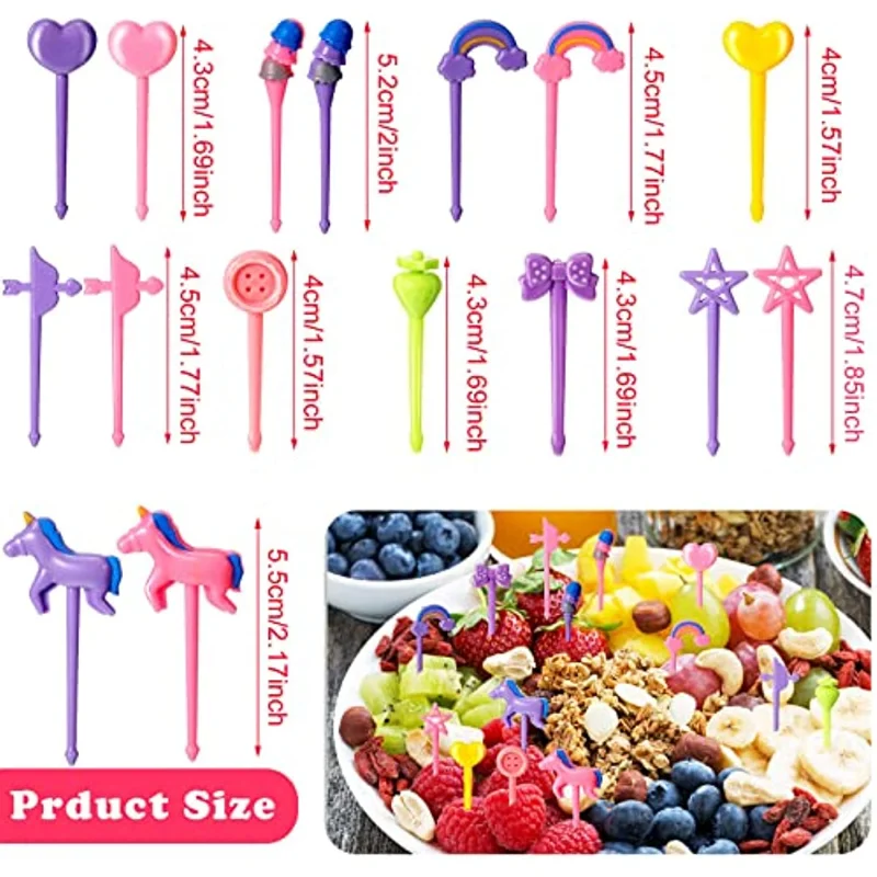 Kids Food Fruit Fork Unicorn Trojan Cartoon Bento Box Decorative Fork Cake Dessert Fork Mini Toothpick Pastry Party Supplies