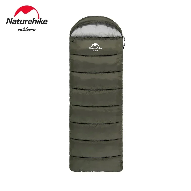 Naturehike-U Series Envelope Hooded Cotton Sleeping Bag, Outdoor Camping, Splicing Double Sleeping Bag, Autumn, Winter