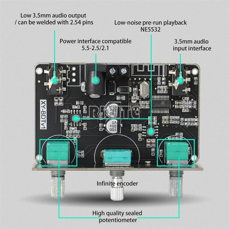 Tone Preamplifier HiFi Audio NE5532 Equalizer Bluetooth-Compatible 5.1 Wireless Receiver Preamp Aux Pre Amplifier Aux DC5-24V