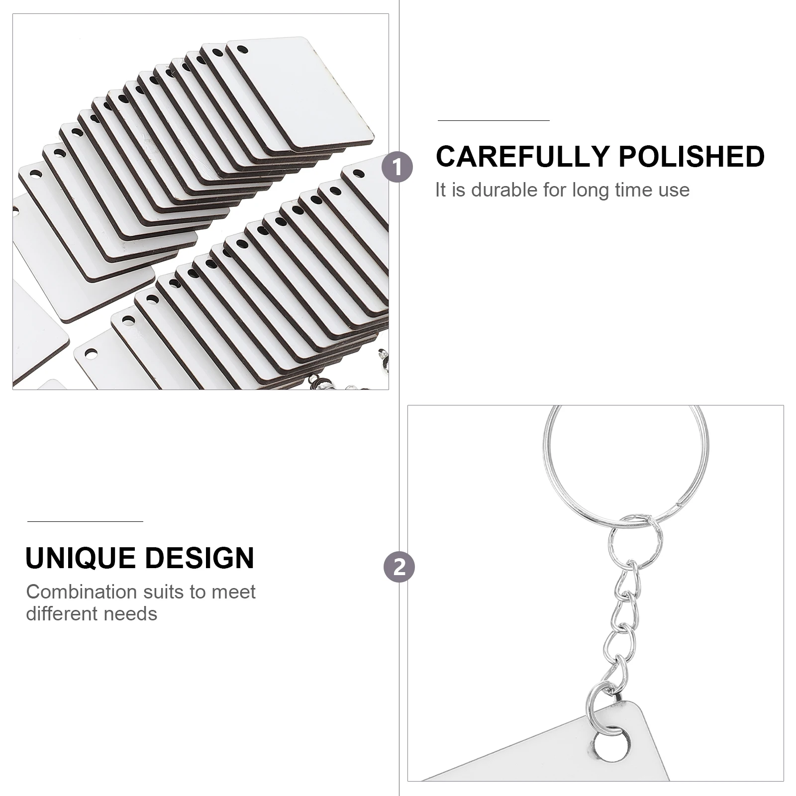 

1 set Heat Transfer Key Chain Blanks Rectangular DIY Sublimation Projects 340g Engravable Decor Tags Pendant Accessories Zipper