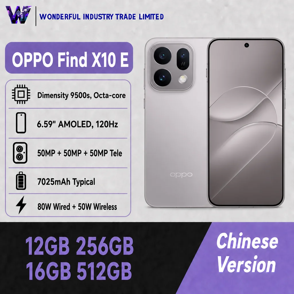 Oppo Find X10 E 5G Smartphone China Version Dimensity 9500s 6.59'' AMOLED FHD+ 50MP OIS 7025mAh Battery 80W SuperVOOC NFC