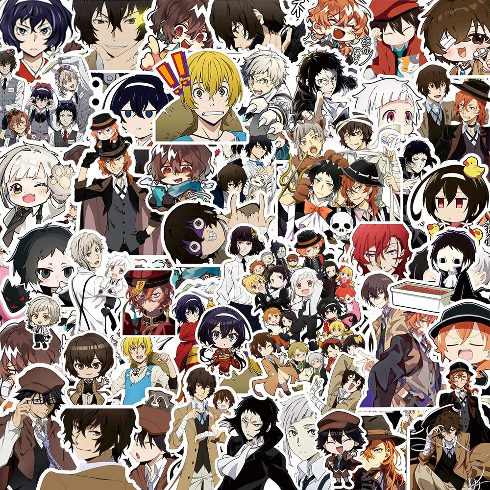 82pcs Bungo Stray Dogs Anime Graffiti Stickers Japanese Manga Decal Packing Laptop Phone Luggage Car Cartoon Sticker Decor