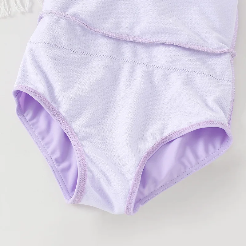 Bañador de una pieza para niña pequeña, traje de baño de seda suave con lazo, vestido de pastel, ropa de baño para bebé, conjunto de gorro de baño