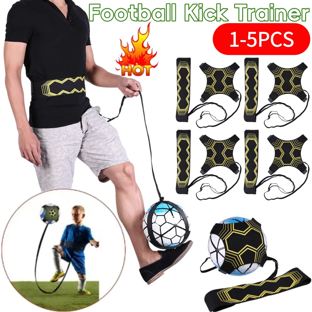 1-5 pces ajustável elástico futebol kick trainer prática de futebol treinamento cinto elástico com elástico auxiliar equipamentos de fitness