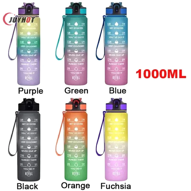 1000ML Bounce Kettle Gradual Change Color Water Bottle Portable Graduated Straw TRITAN Sports Cup