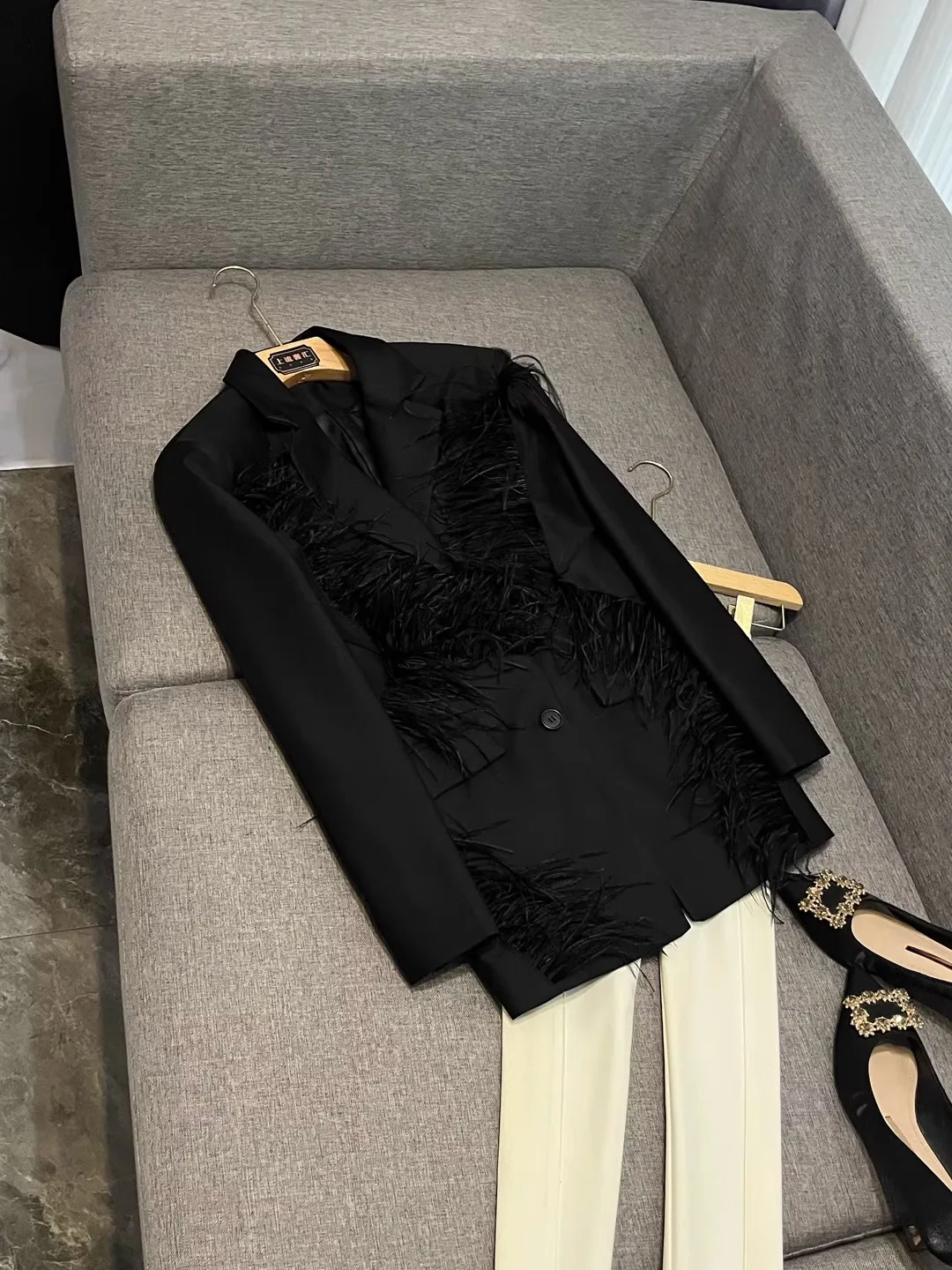 

Loose Tassel Trimmed Street Sle Personali Women's Suit Autumn 2025 New Design Sensation Commute Sle Long Sve Coat