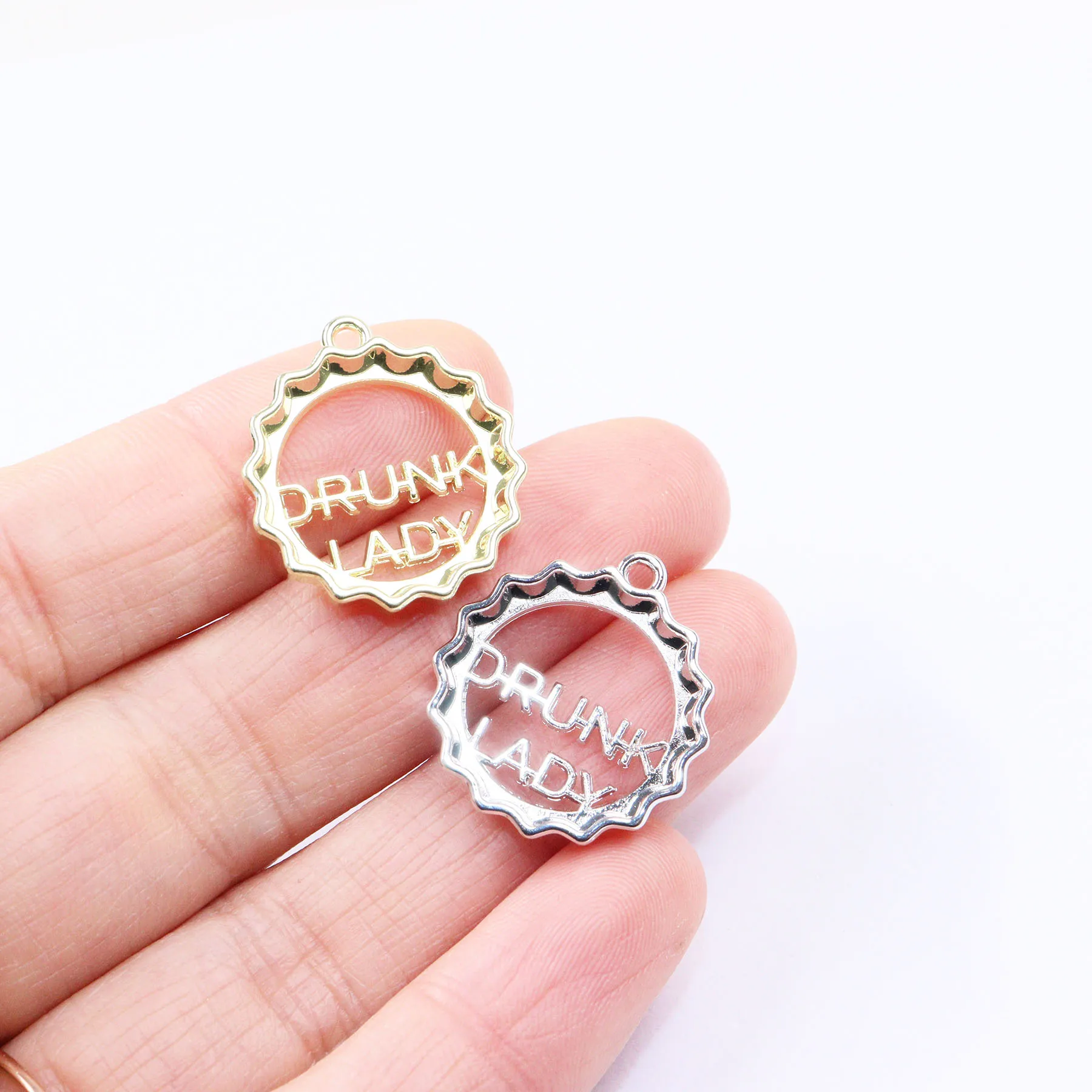 10pcs Eruifa Wholesale Popular Bottle Cap Letters Coin Zinc Alloy Necklace,Earring Bracelet Jewelry DIY Handmade 2 Colors