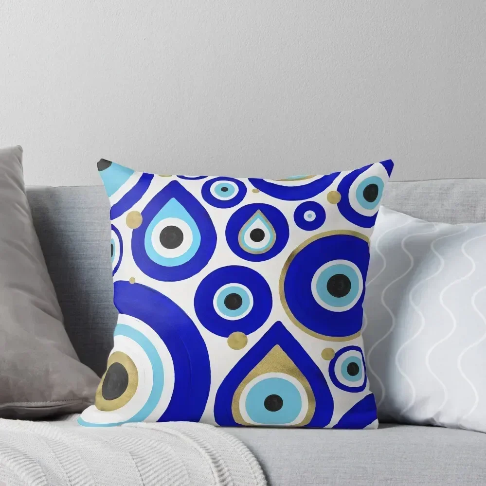 

Evil Eye Charms on White Throw Pillow Plaid Sofa Decorative Sofa Cushions christmas ornaments 2025 pillow