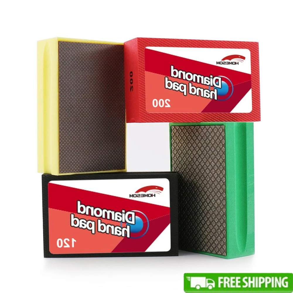 Diamond Hand Polishing Pads Foam Back Sanding Blocks Ceramics Glass Tile Concrete Stone Marble Granite 4pcs Grit 60 120 200 400