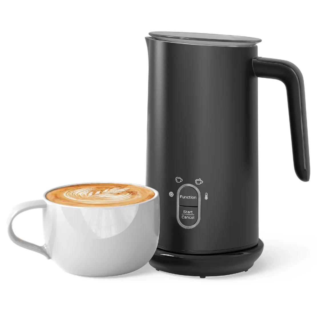 

Black 10 Oz 4-in-1 Electric Pot Milk Steamer Hot Cold Foam Maker Drink Warmer for Coffee Lattes Cappuccinos