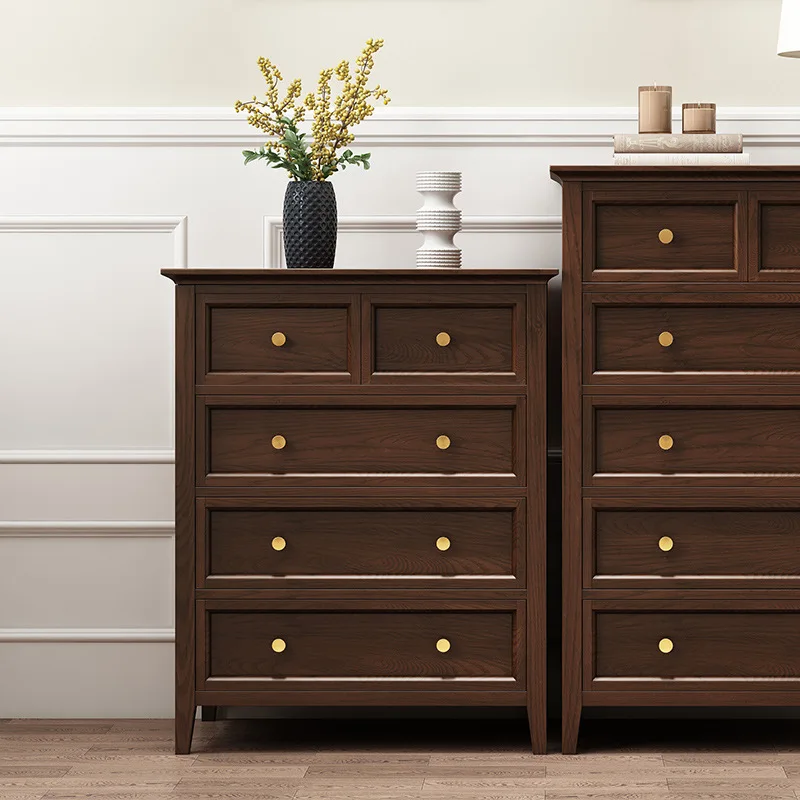 All solid wood ash wood five or six chest cabinet bedroom locker clothes storage cabinet