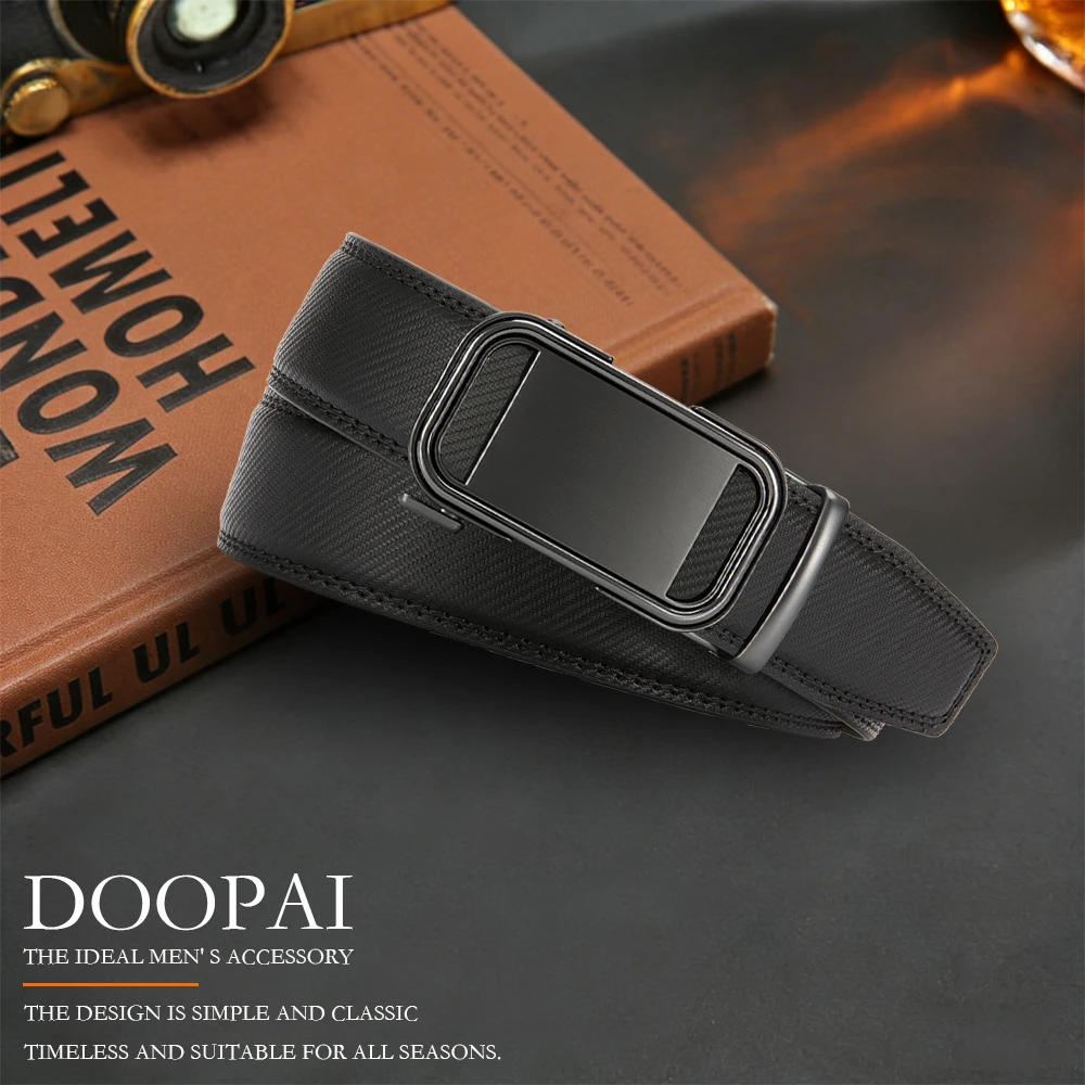 Mens Fashion Genuine Leather Alloy Square Buckle Business Leisure Belts Elegant Belts Male Jean Pants Waistband Metal Buckle