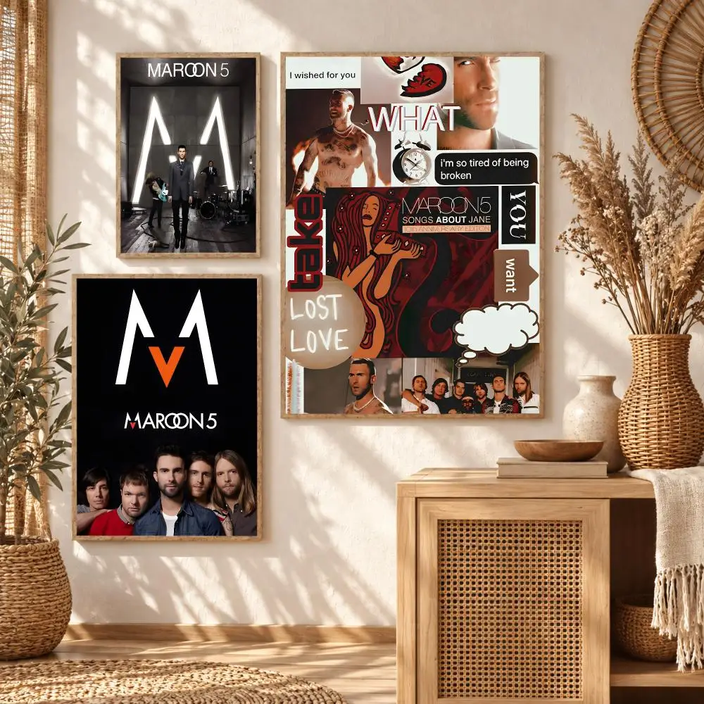 Classic Band M-Maroon 5 Energetic Poster Premium Modern Waterproof Wall Art Pictures for Bedroom Living Room Bar Decor