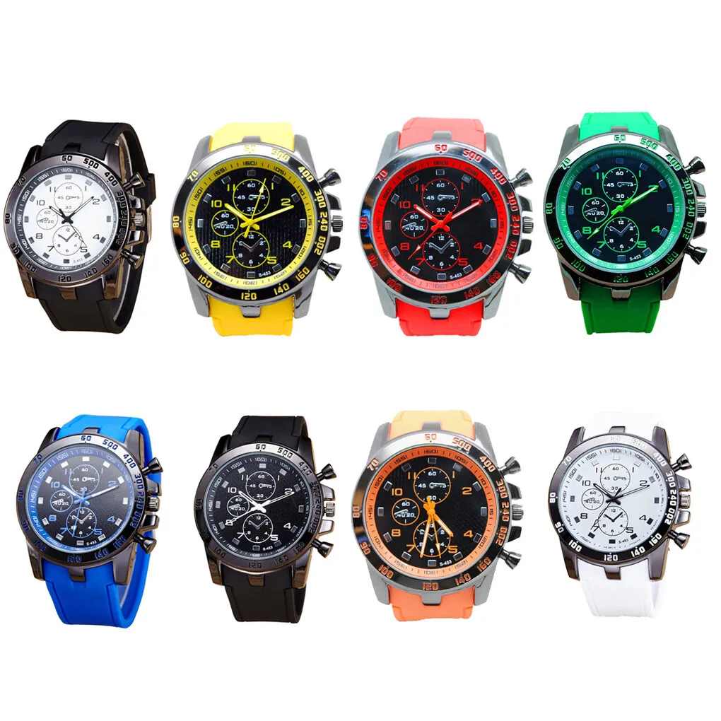 Men Sports PU Strap Wristwatch Male Analog Life Waterproof Date Calendar Outdoor Alloy Watch