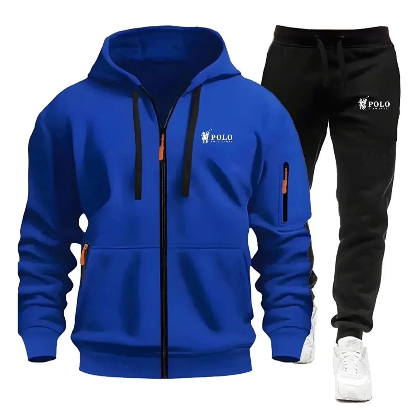 

2026 Men's Spring Autumn Zipper Hoodie & Pants 2 Piece Set Casual Outdoor Multi-Pocket Sports Tracksuit