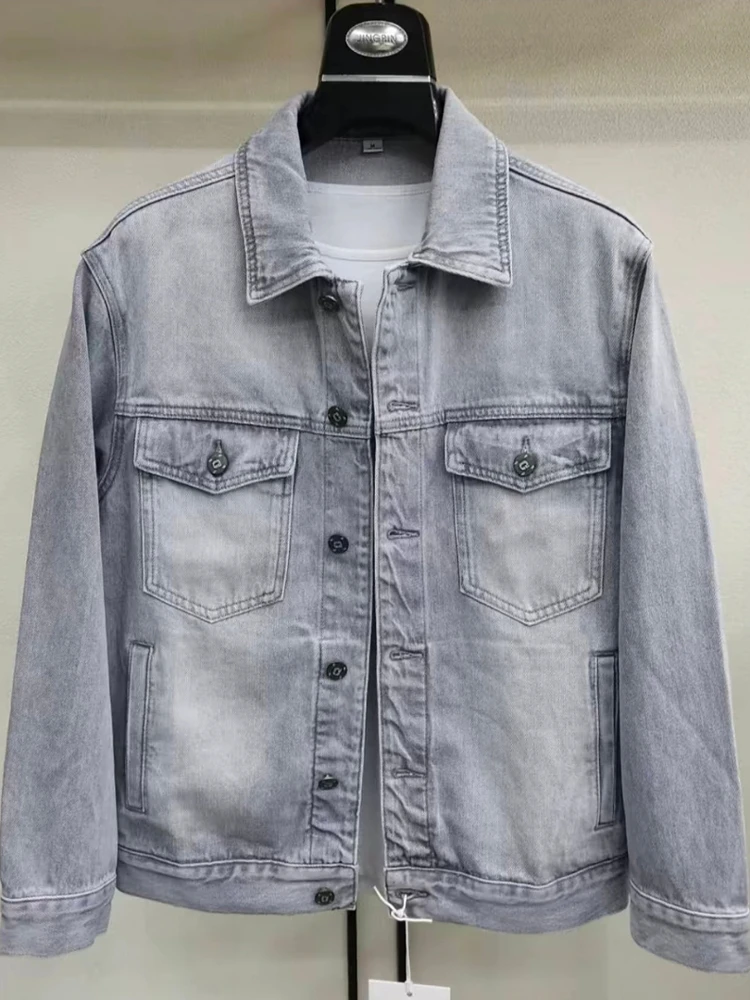 

High Quality Casual Cool Men's Denim Collar Jacket Spring Autumn New Style Slim Fit Antibacterial Long Sleeve Single Button