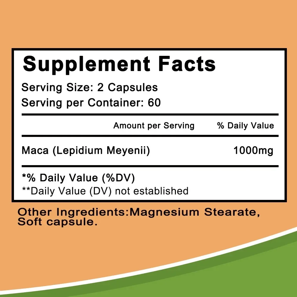 مستخلص جذور الماكا العضوي، 1000 ملجم، يدعم الأرداف وكمال الأجسام، مكمل الطاقة، نمو العضلات، للرجال والنساء